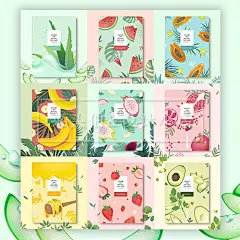 创意手绘猕猴桃香蕉蜂蜜柠檬芦荟水果卡通果汁饮品海报背景PS素材-淘宝网