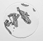 ZEN Series 1.5 (small round drawing series) : set of three ink drawings on hand-made circular paper were shown at DFN Gallery in Tribeca, NY in spring of 2004