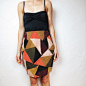 etsy (honeymoonmuse): patchwork triangles leather suede skirt.