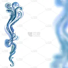 水彩手绘花卉背景与抽象的花束在蓝色