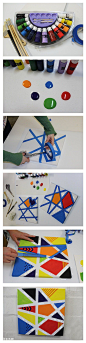 简单的彩色几何抽象装饰画手工