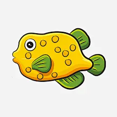 卡通鱼高清素材 AI 卡通 可爱 圆点 夏天 手绘 海 海产品 海洋 线条 鱼 黄色 免抠png 设计图片 免费下载