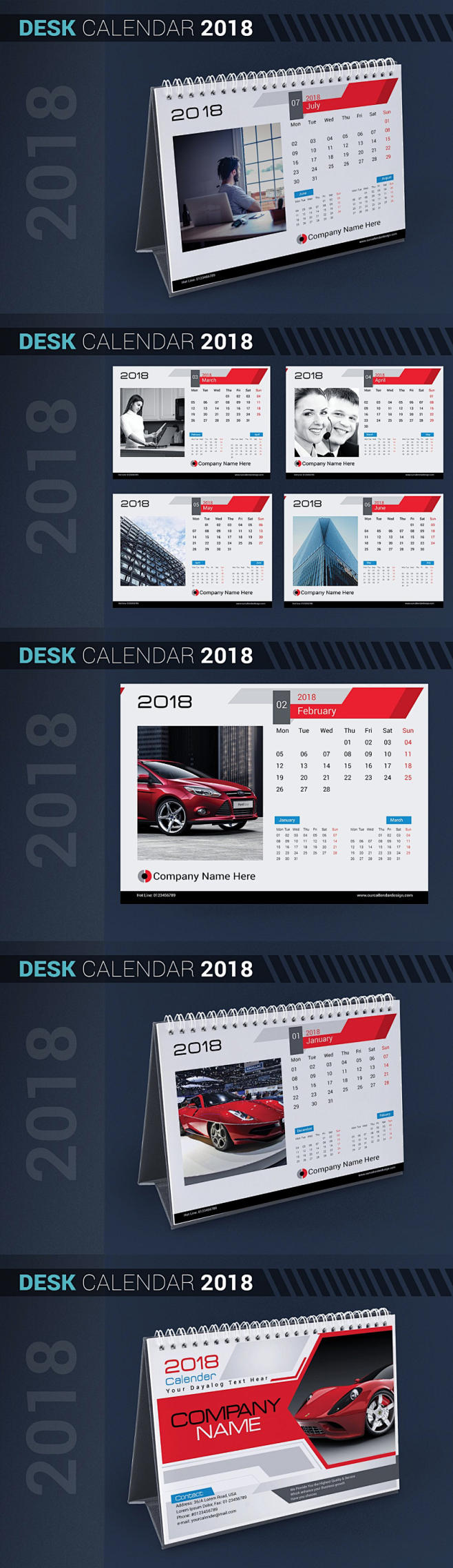 实用的2018年日历Mockups [A...