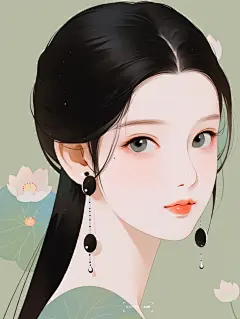 古典美人温婉气质｜极简主义扁平风人物插画