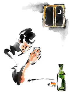 男人喝酒插画下载