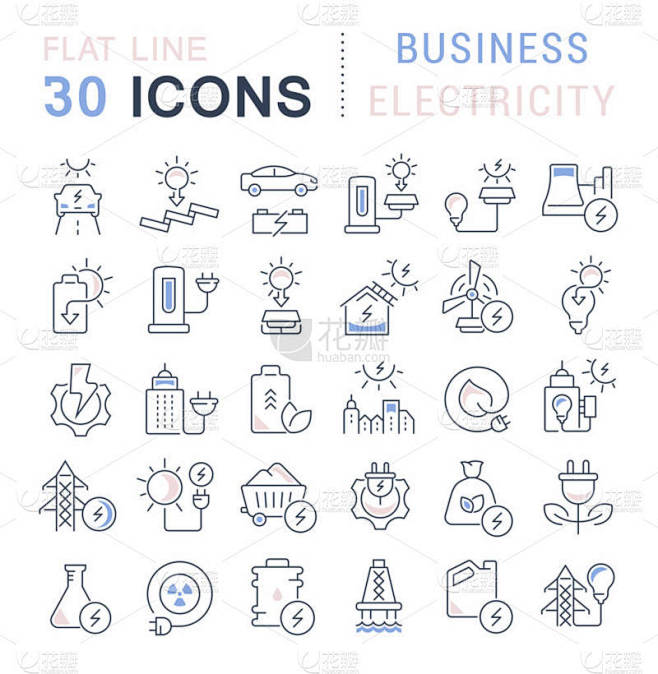 商业电力的矢量线Icons
