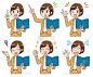 Collection of various facial expressions of busine