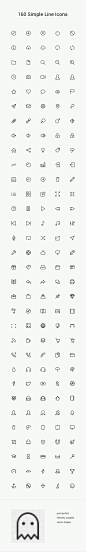 Simple Line Icons (Free PSD, Webfont) : A collection of 160 simple stroke icons that are great for mobile applications, websites and user interfaces. All icons are pixel perfect, fully scalable vector shapes released for public use.