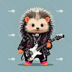 Ai产生的 豪猪 摇滚明星 卡通片 可爱的 动物 自然 特点