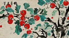 国画果树素材 【酷图网】国画山楂,山楂,柿子,国画柿子,叶子,水果,健康水果,减肥水果,一支水果,苹果枝,蜂蜜,果树,苹果树,枝头苹果,枝头水果,插画苹果,国画苹果