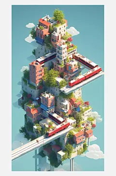 数字艺术创意插画插画灵感春天的列车-众图网