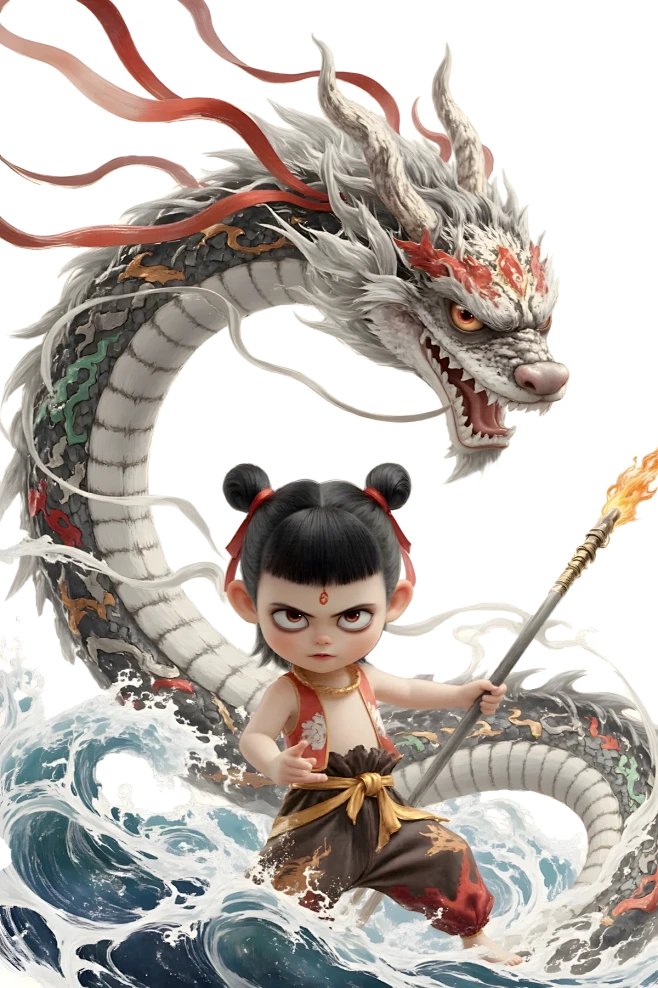 魔童闹海太乙真人敖丙龙王插画印花海报模板(45).png图片-花瓣网