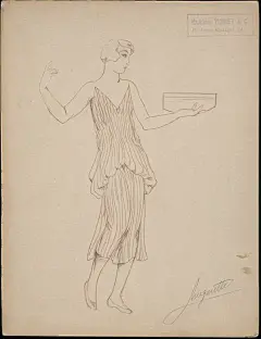 另几幅插画师为Vionnet 创作的手稿？有心机，很漂亮。画者是谁，我并不清楚（图片来源于pinterest）。由于Vionnet 的设计流程是把绘制手稿放在服装成品或样衣制成后的，所以有理由相信这些款式应该是真实存在的。 ​​​​