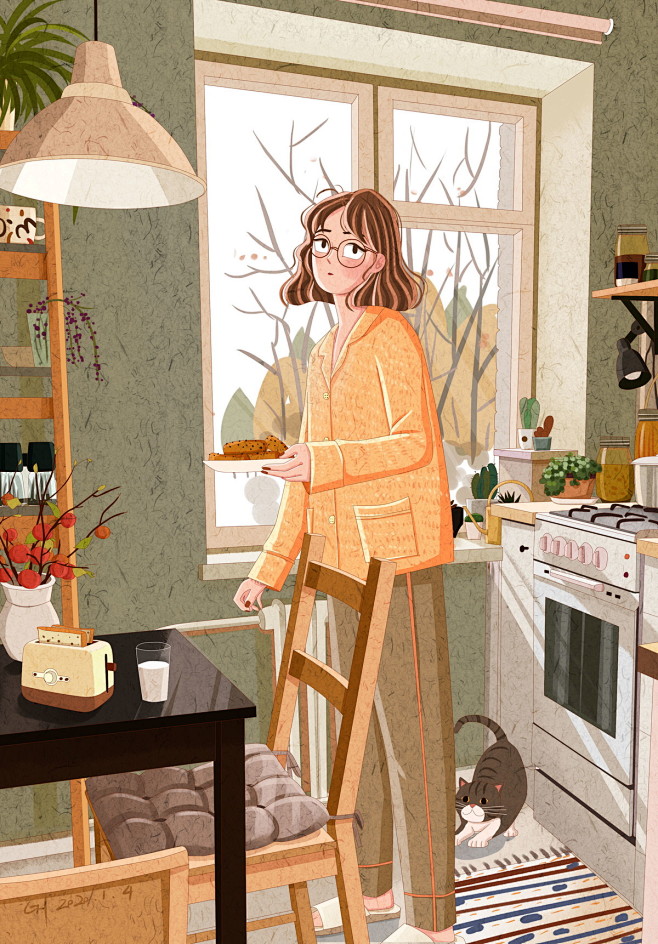 早安时间_狸子白__插画师作品_涂鸦王国...