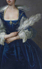 古典油画中的蓝色裙子。 ​​​​