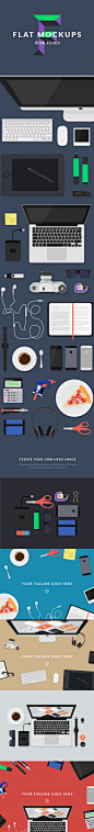 Flat Mockups - Desk Items : The second part of the flat mock-ups with a new collection of desk items to help you create great hero images for your projects. Like the previous freebie, this one also comes in both PSD and AI formats.
#flat,#free