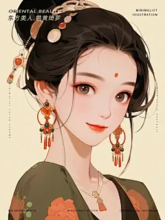 东方美人-鹅黄绮罗创意民族扁平风文创插画_7