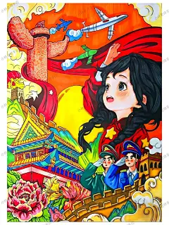 民族魂中国梦，阳光下成长主题画一等奖_1_小林老师手绘（接稿代画）_来自小红书网页版