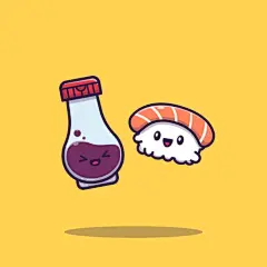 寿司与酱油瓶卡通插画