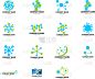 set molecule logo template icon