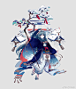 #百绘罗衣#
缘结神·寒松——“青松寒不落,碧海阔愈澄”

赶个末班车，来不及细化很糙老规矩大家看个乐呵就行，三视图之后有空再补 ​​​​