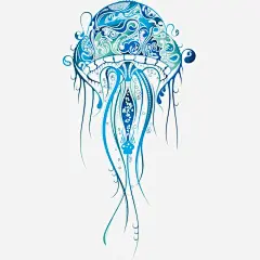 水母插画五彩