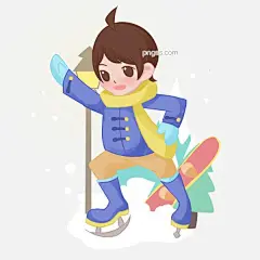 冬季户外游玩手绘插画图片大小3000x3000px 图片尺寸1.86 MB 来自PNG搜索网 pngss.com 免费免扣png素材下载！大雪#冬季#冬天#寒冬#户外旅行#滑板#溜冰鞋#小男孩手绘插画#雪地#雪花#游玩#装饰图案#