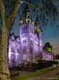 London's Natural History Museum's terracotta exterior is lit up every evening to fantastic effect