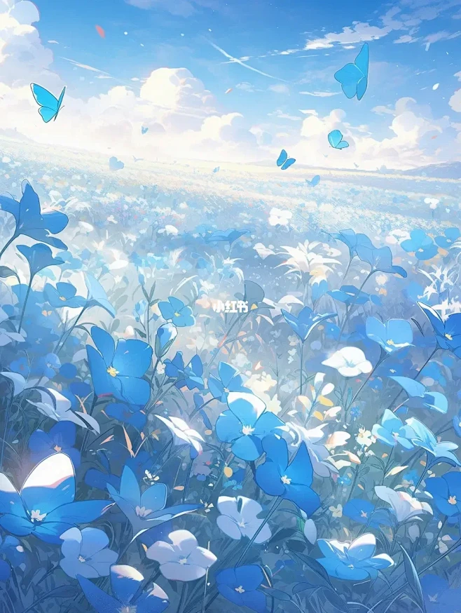 蓝色花海～原创可商素材底图