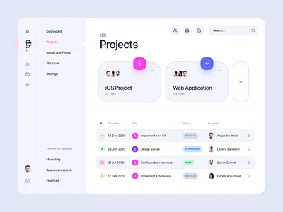 Project Management Application branding tasks projects marketing card ...
