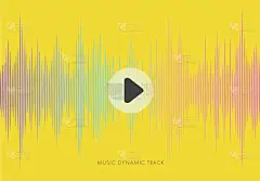 音乐抽象背景, 黄色背景和颜色线形式的声音波