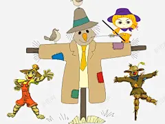 手绘稻草人 平面电商 创意素材