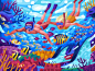 海底世界五颜六色的珊瑚礁珊瑚潜水浮潜情侣矢量图图鱼海底世界红海