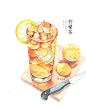 [清凉柠檬] 用水彩记录夏天-木龙蕾_水彩,插画,食物_涂鸦王国插画