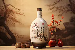 酒杯酒水陶瓷酒瓶白酒清酒图片摄影图