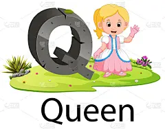字母Q为女王，旁边有好的动画