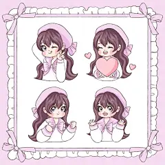 可爱小女孩表情包矢量图设计素材