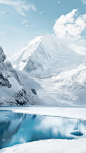 冬天通用实景雪中湖面背景
