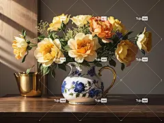 Ai产生的 花朵 花瓶 陶瓷 作品 环境