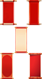 花瓣素材_中国风通用红色中式竖版卷轴元素素材_193437915 (1)