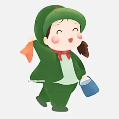 穿关绿色衣服的卡通小女孩图片大小2000x2000px 图片尺寸1.77 MB 来自PNG搜索网 pngss.com 免费免扣png素材下载！戴红领巾#工作中的学生#卡通手绘#卡通小女孩#少先队员#小学生#