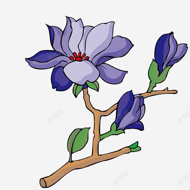 紫色平面花朵高清素材 平面 扁平 手绘 ...
