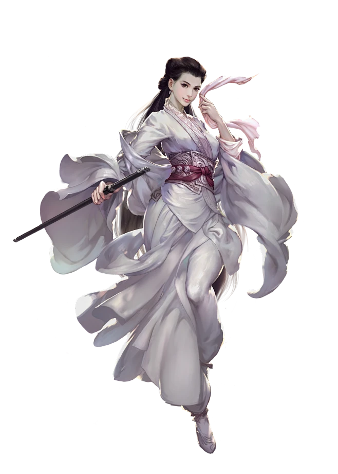 仙侠人物武侠原画高模型剑客法师女男立绘美宣游戏人物免扣打斗场景三国人物 (28)-花瓣网