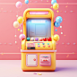 front view, arcade machine with neon lights and balloons on a colorful background,More Details，in the style of carl kleiner, light white and light pink, miwa komatsu, close up, soft pastel, mommy's on-the-phonecore, michael komarck , studio light The foca