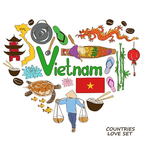 墨西哥意大利越南环球国家地标建筑卡通手绘...