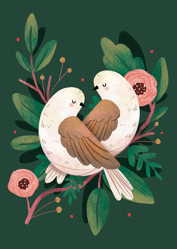 #晚安，自己# 圣诞节主题插画，by 美...