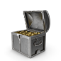 Small Silver Chest with Gold Coins.H03.2k