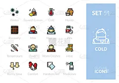 轮廓颜色图标设置在瘦现代设计风格