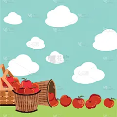 篮子,柳条,秋天,苹果,九月,华丽的,计划书,清新,环境,维生素