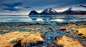 一般2048x1111蓝色的水冰岛自然景观反射山